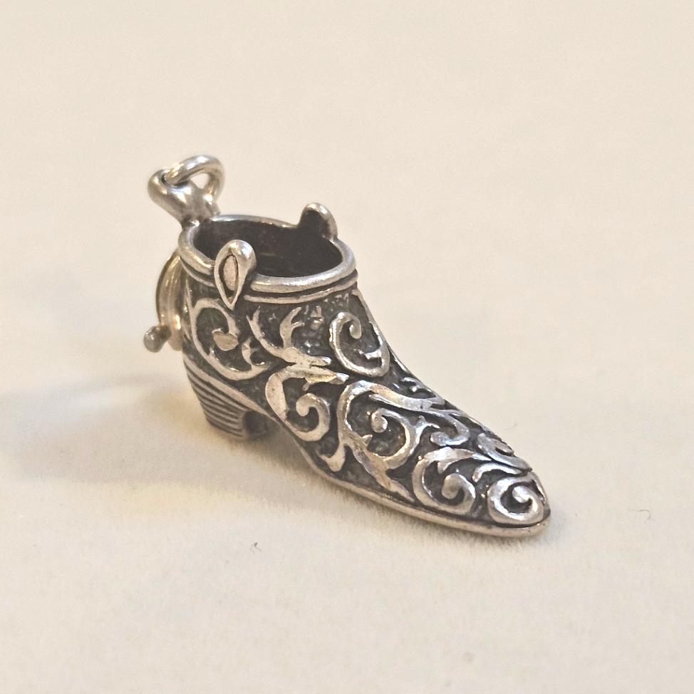 Carolyn Pollack Relios Oxidized Sterling Silver Scroll Fancy Boot Charm Pendant 65$